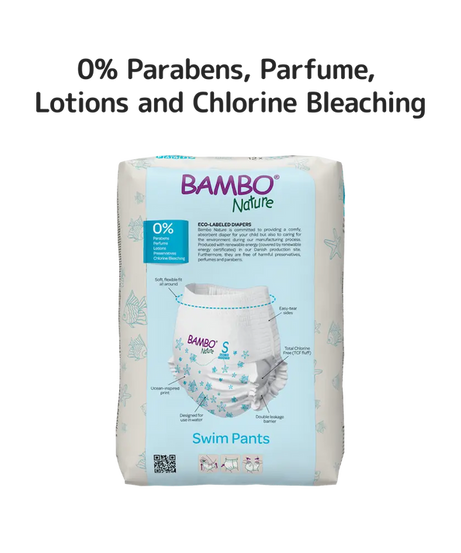 Bambo Nature Eco-Friendly Baby Swim Pants Diapers – Sizes S (7–12 kg) & M (12+ kg) | Soft, Leak-Proof Disposable Swim Diapers for Sensitive Skin | Certified Non-Toxic, Tear-Away Sides | 12 Count Pack for Pool & Beach Fun - MINIMEE KIDS