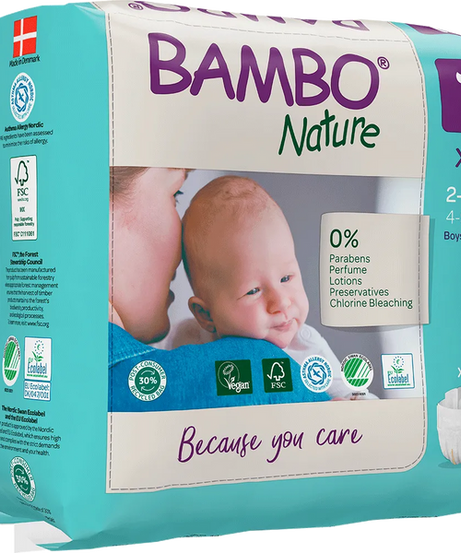 Bambo Nature Skin Friendly Tape Diapers - XS (2-4 kgs) Gentle and Eco-Friendly Diapers for Newborns | Pack of 22 Diapers - MINIMEE KIDS