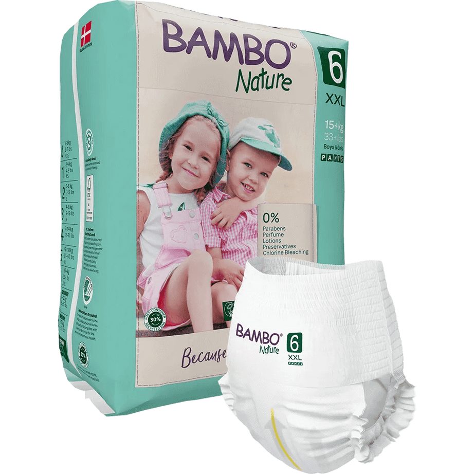 Bambo Nature Pant Style Diapers 6 - XXL 15+ kgs Pack of 18 Diapers | Skin-Friendly & Eco-Friendly