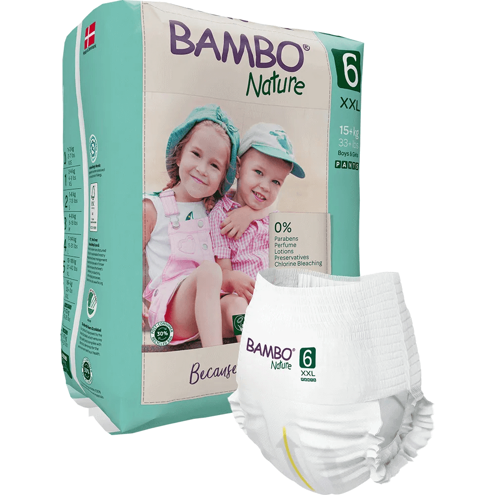 Bambo Nature Pant Style Diapers 6 - XXL 15+ kgs Pack of 18 Diapers | Skin-Friendly & Eco-Friendly