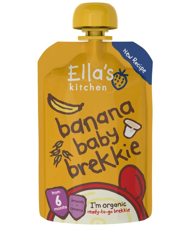 Ella’s Kitchen Banana Baby Brekkie – Organic Fruit & Yogurt Puree for Babies 6+ Months – Made with Bananas, Whole Milk Yogurt, Oats & Rice Flour | 100g | No Added Sugar, Salt, or Water