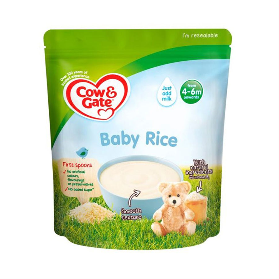 Cow & Gate Baby Rice Cereal for Babies from 4 to 6 Months – Smooth Texture First Spoonfuls with No Added Sugar | 100g Resealable Pack