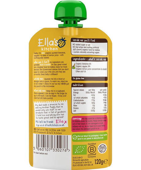 Ella's Kitchen Organic Bananas + Apples Puree - from 4 months | Perfect Smooth Baby Food | 120g - MINIMEE KIDS