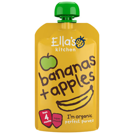 Ella's Kitchen Organic Bananas + Apples Puree - from 4 months | Perfect Smooth Baby Food | 120g