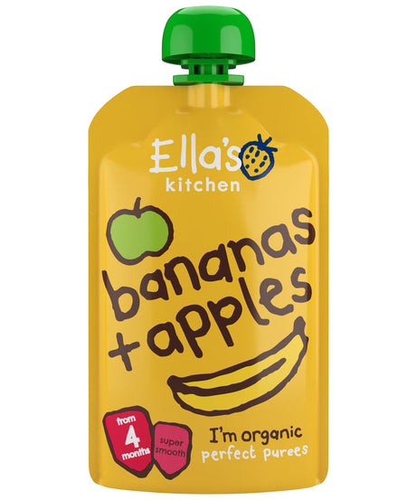 Ella's Kitchen Organic Bananas + Apples Puree - from 4 months | Perfect Smooth Baby Food | 120g - MINIMEE KIDS