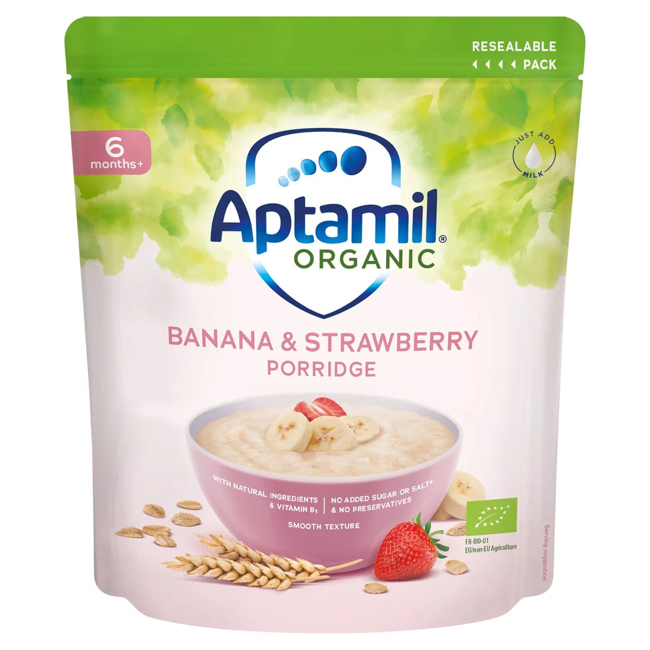 Aptamil Organic Banana & Strawberry Porridge for Babies 6 Months+ | 180g | Made in EU Ireland