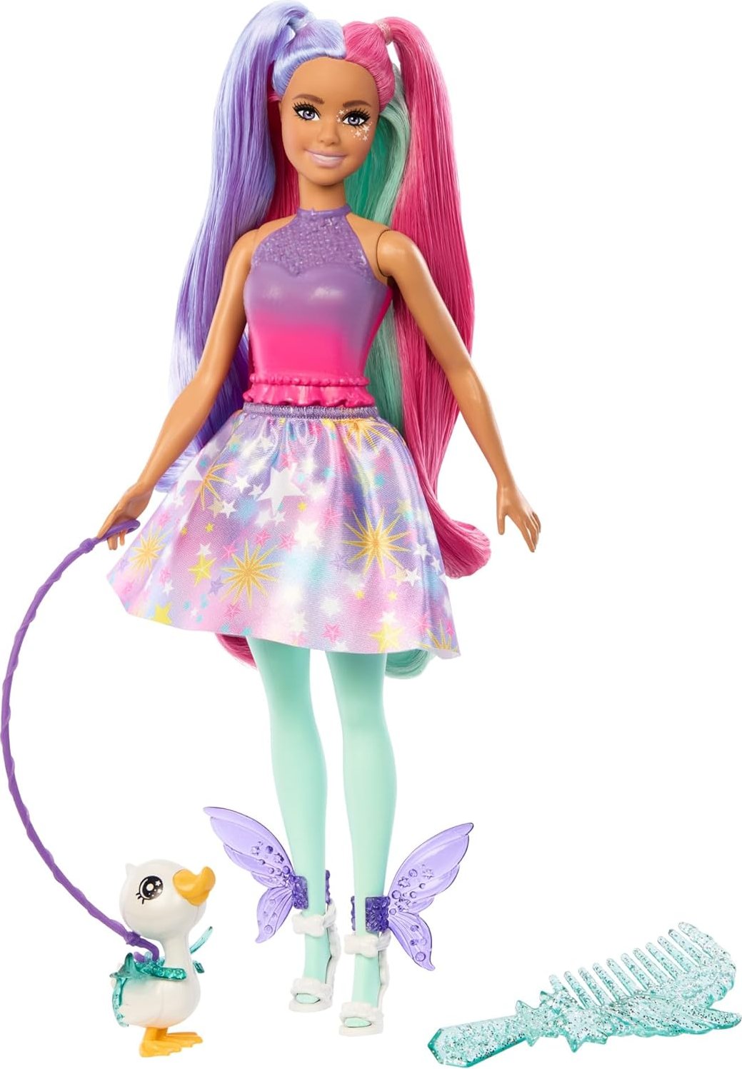 Barbie A Touch Of Magic The Glyph Doll with Fantasy Outfit, Ombre Bodice & Pet Duck – Includes Wing Accessories & Comb – Magical Gift for Kids 3+ Years | JCW50