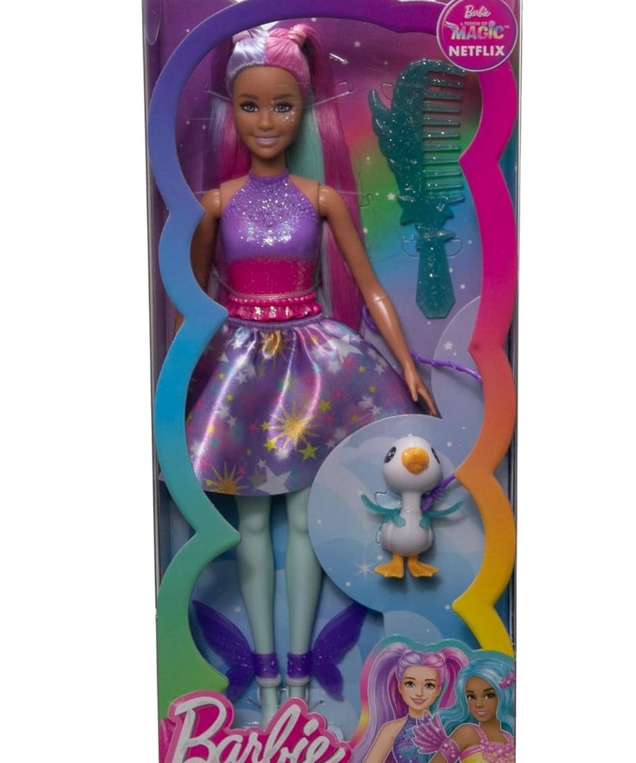 Barbie A Touch Of Magic The Glyph Doll with Fantasy Outfit, Ombre Bodice & Pet Duck – Includes Wing Accessories & Comb – Magical Gift for Kids 3+ Years | JCW50 - MINIMEE KIDS