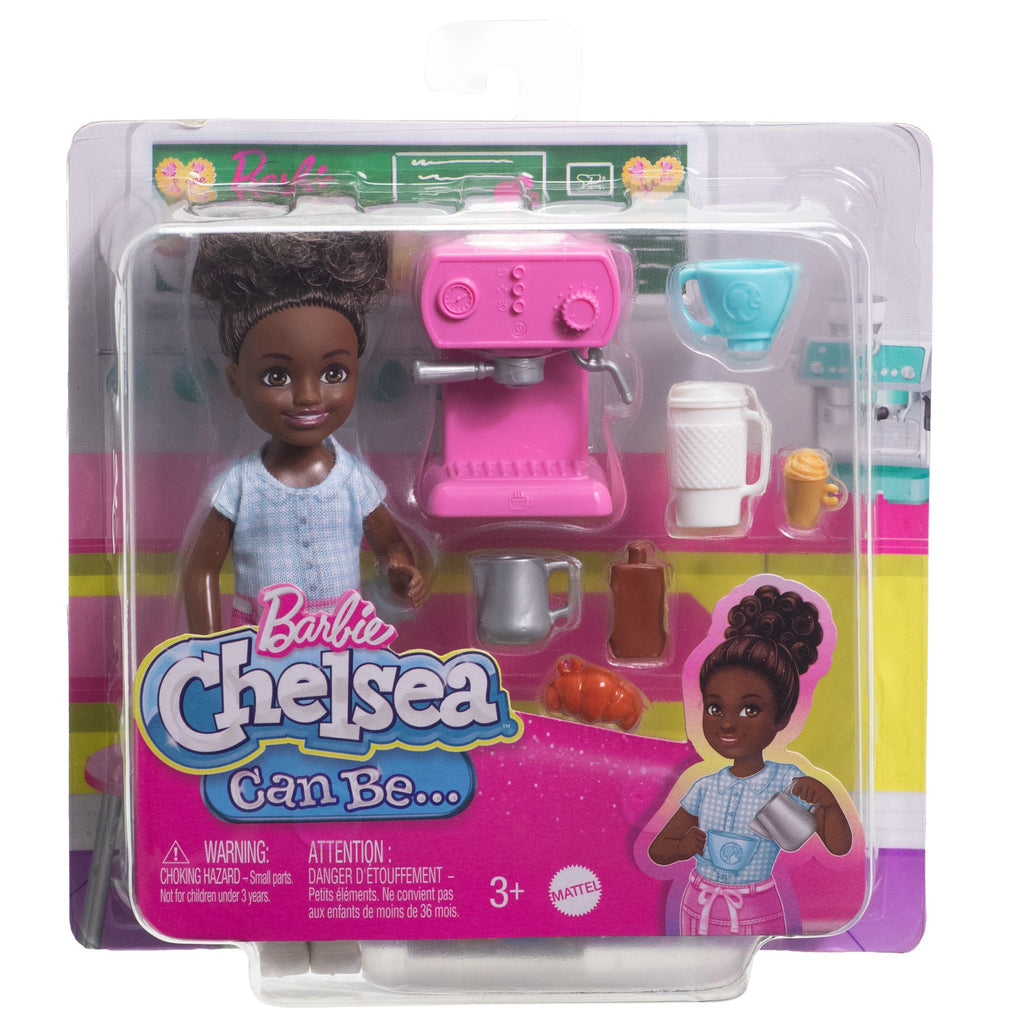 Barbie Chelsea Can Be… Barista 6" Doll Playset with Coffee Accessories – Fun Career Role-Playing Toy for Kids 3+ Years