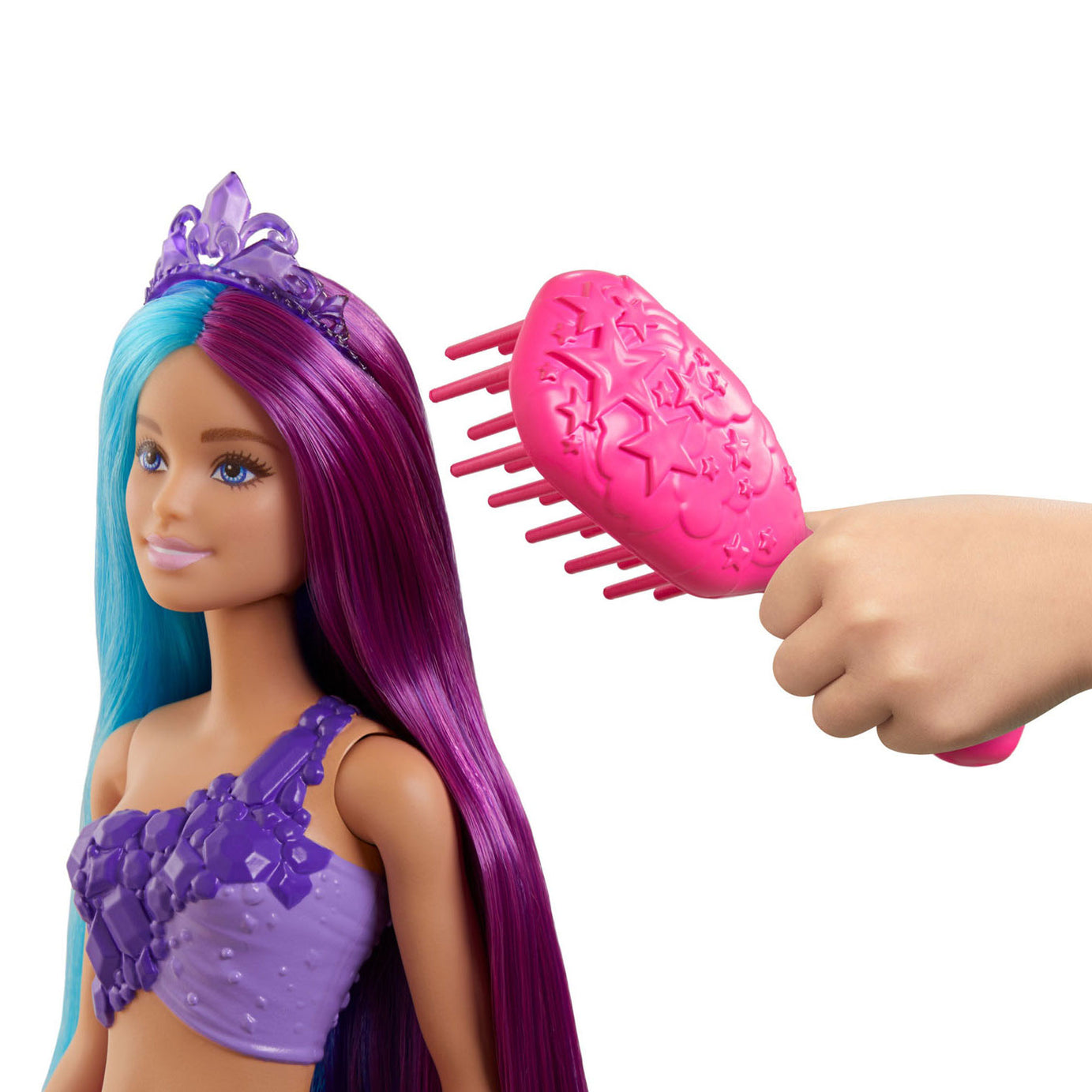 Barbie Dreamtopia Mermaid Doll (13-Inch) with Extra-Long Two-Tone Fantasy Hair, Hairbrush, Tiaras & Styling Accessories, Perfect Gift for Ages 3 and Up