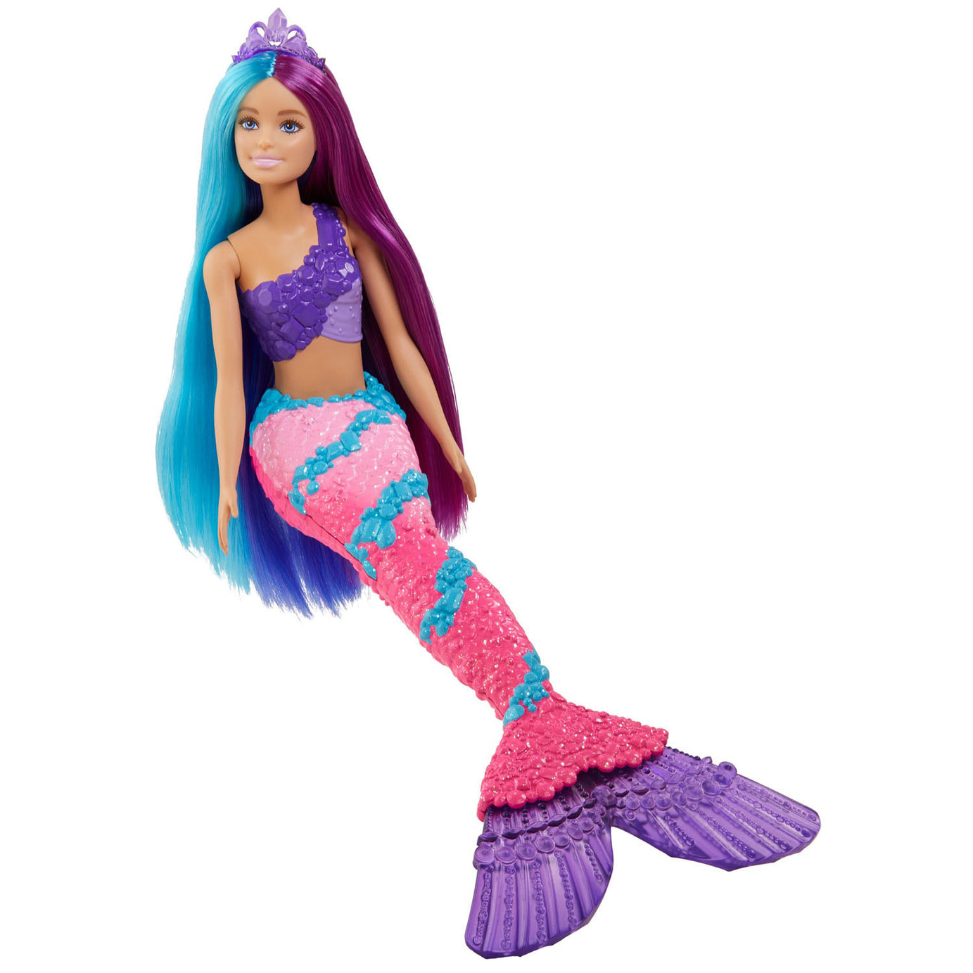 Barbie Dreamtopia Mermaid Doll (13-Inch) with Extra-Long Two-Tone Fantasy Hair, Hairbrush, Tiaras & Styling Accessories, Perfect Gift for Ages 3 and Up
