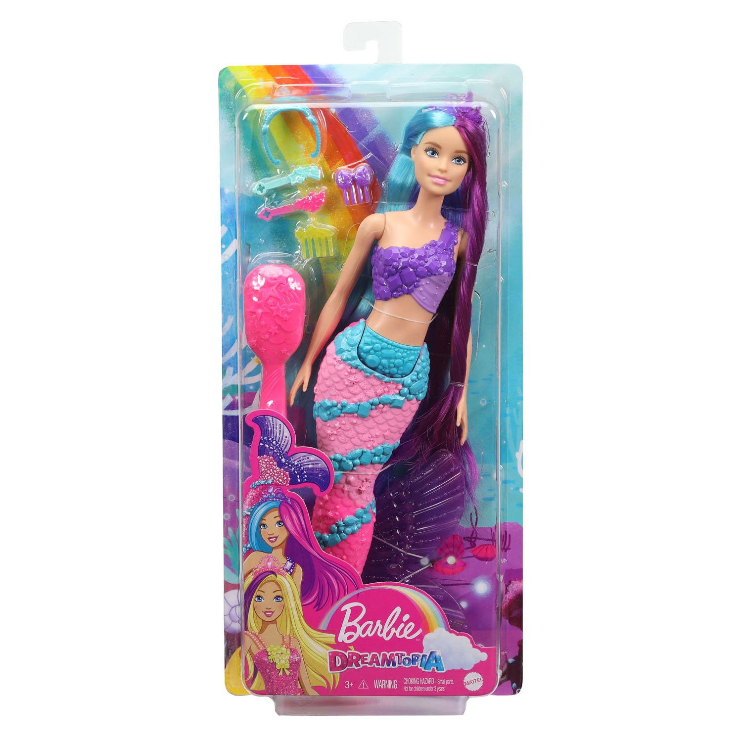 Barbie Dreamtopia Mermaid Doll (13-Inch) with Extra-Long Two-Tone Fantasy Hair, Hairbrush, Tiaras & Styling Accessories, Perfect Gift for Ages 3 and Up