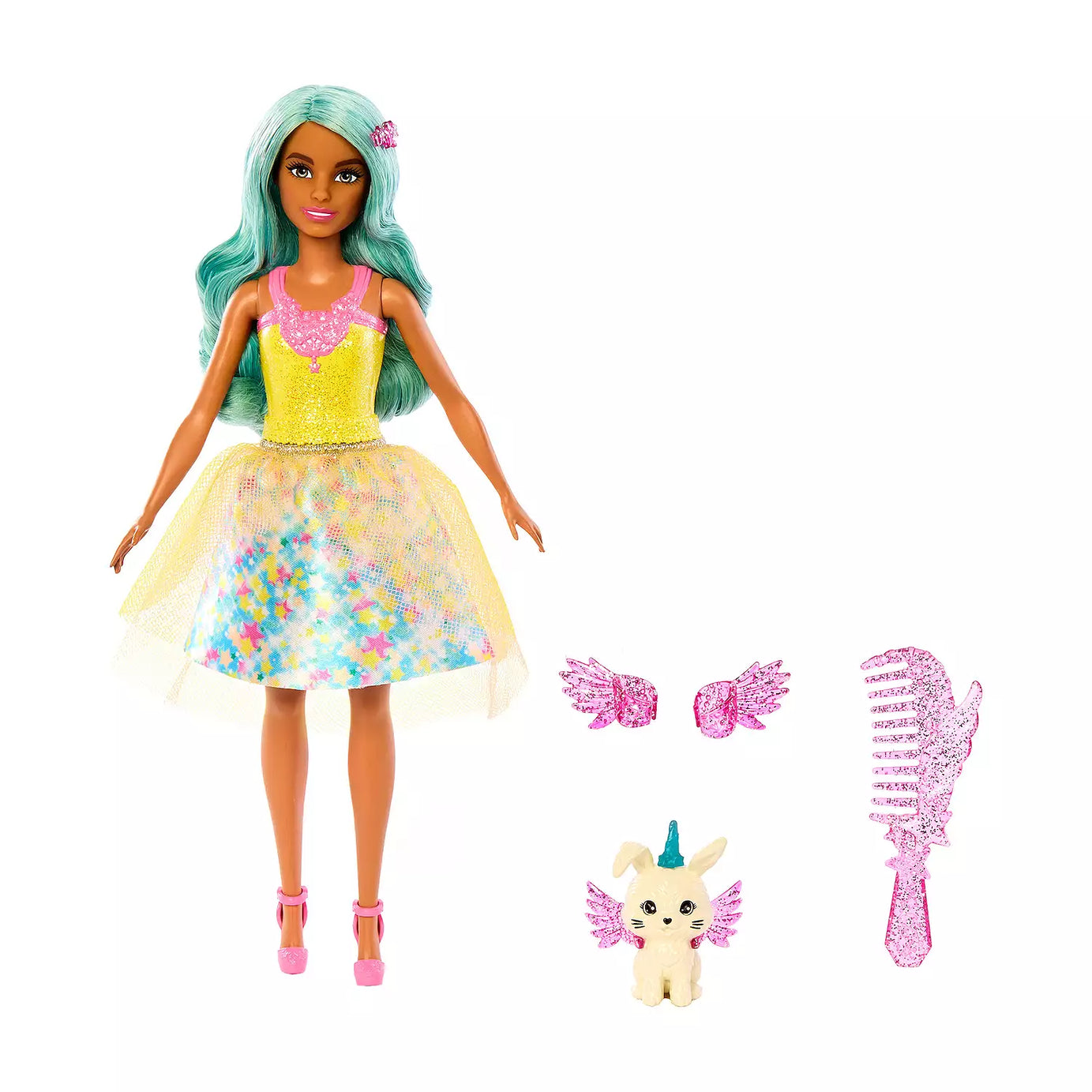 Barbie A Touch Of Magic Teresa Doll with Fairytale Outfit, Fantasy Hair & Pet Bunny – Includes Wing Accessories & Comb – Magical Gift for Kids 3+ Years | JCW51
