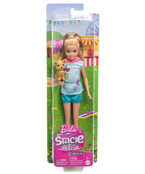 Barbie Stacie Doll with Pet Dog – Inspired by Barbie and Stacie to the Rescue Movie – Adventure Playset for Kids 3+ Years | HRM05