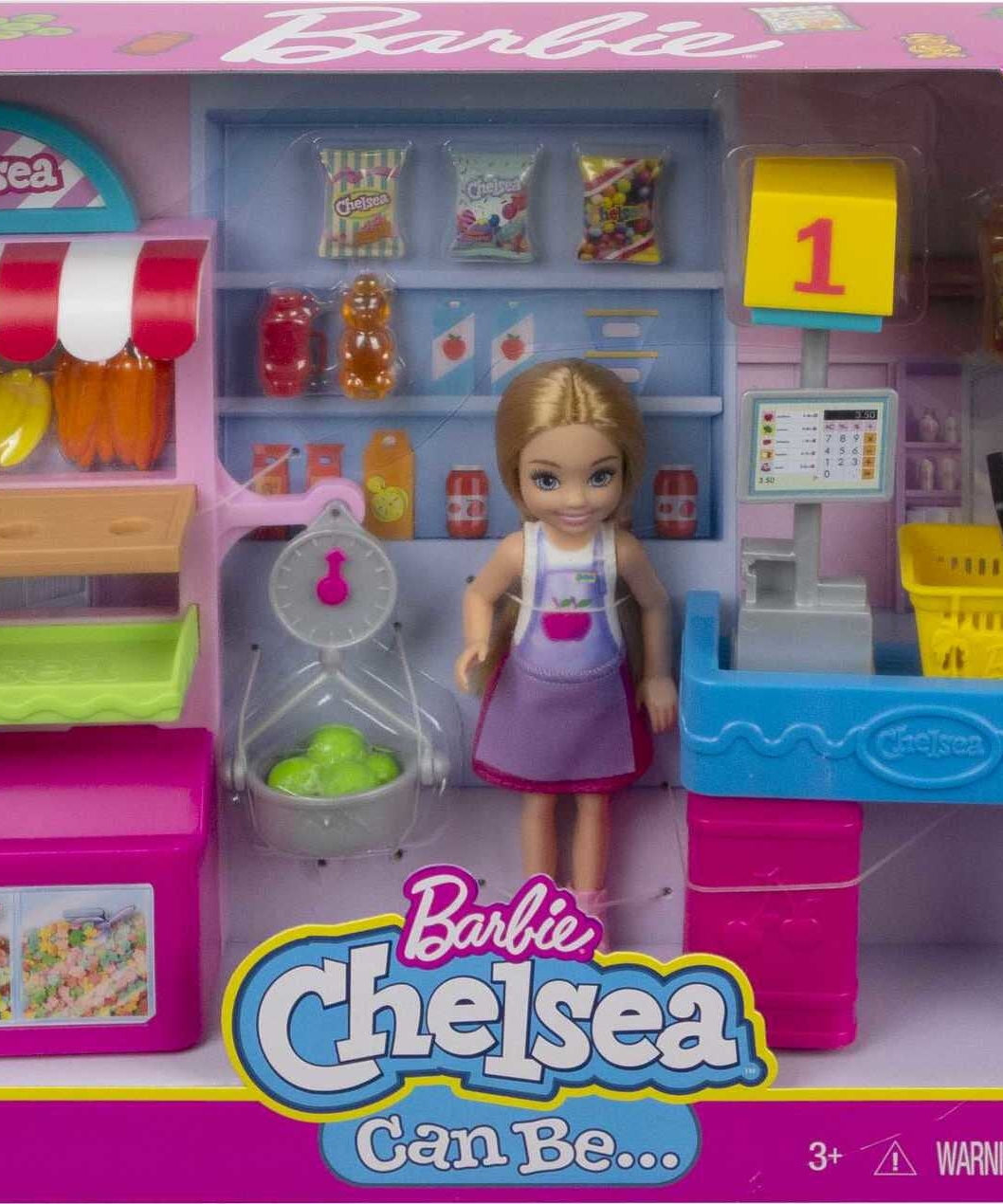 Barbie Chelsea Can Be…™ Snack Stand Playset with Blonde Small Doll, Checkout Counter, Weighing Scale & 15+ Grocery-Themed Accessories for Imaginative Shopping Fun
