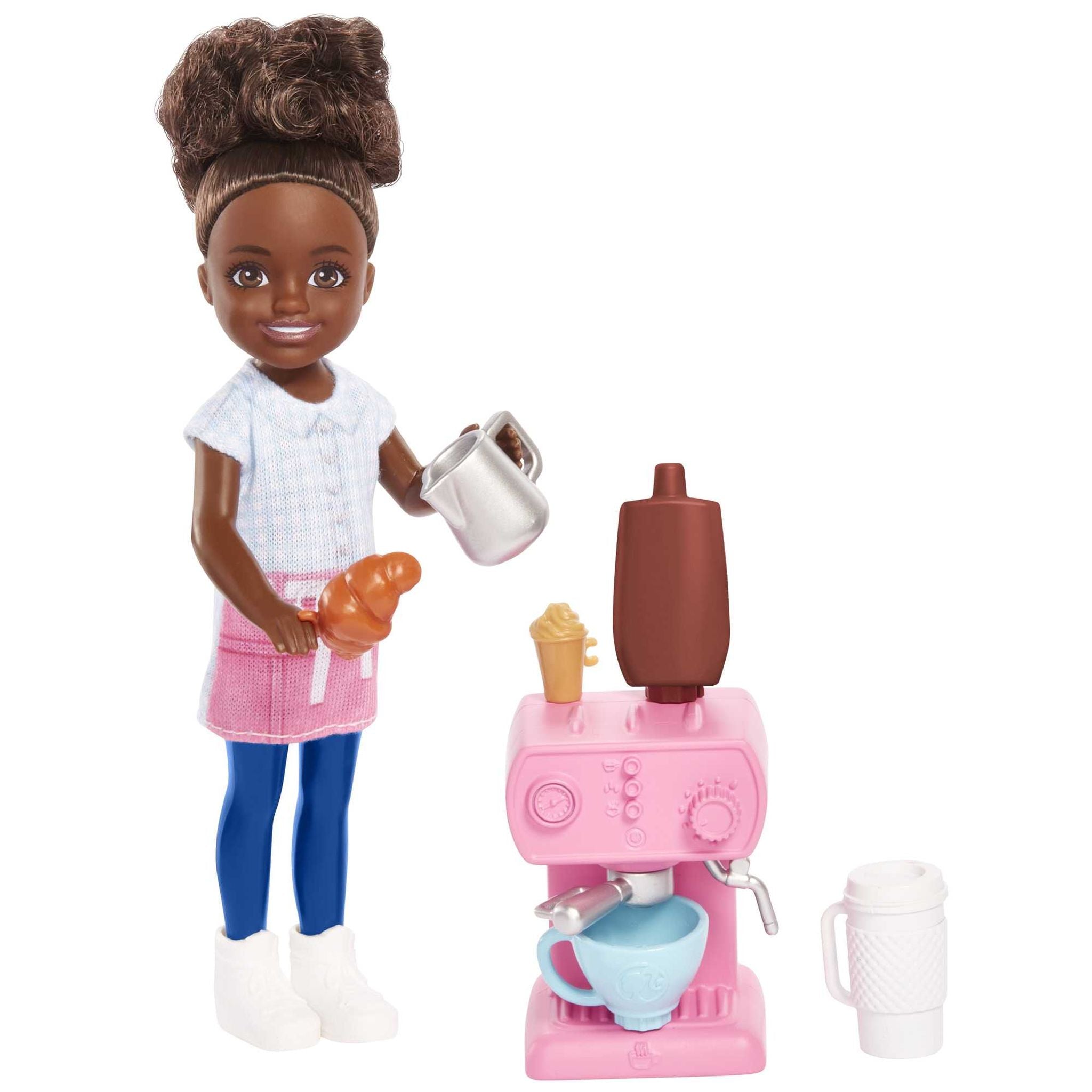 Barbie Chelsea Can Be… Barista 6" Doll Playset with Coffee Accessories – Fun Career Role-Playing Toy for Kids 3+ Years