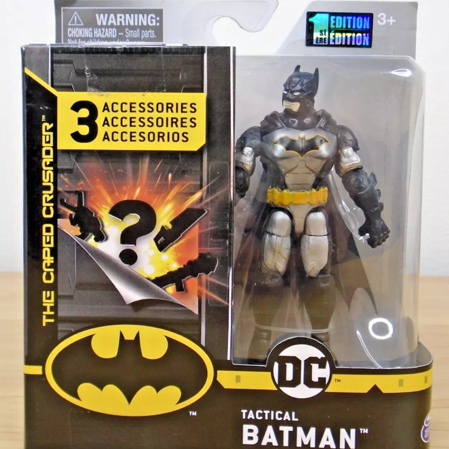 Spin Master DC Tactical Batman 1st Edition Cape Crusader - 4" Action Figure with 3 Mystery Accessories