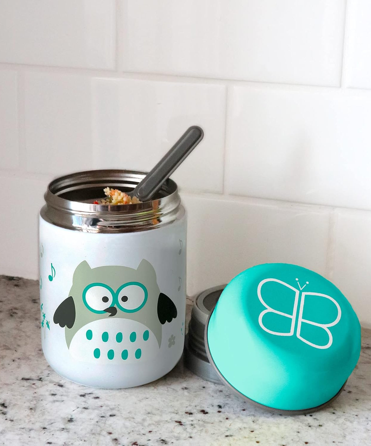 BBLÜV Foöd Insulated Food Container with Foldable Spoon and Bowl for 6+ Months - 300ml | Aqua, Airtight & Leak-Proof, Keeps Food Hot/Cold for 8 Hours