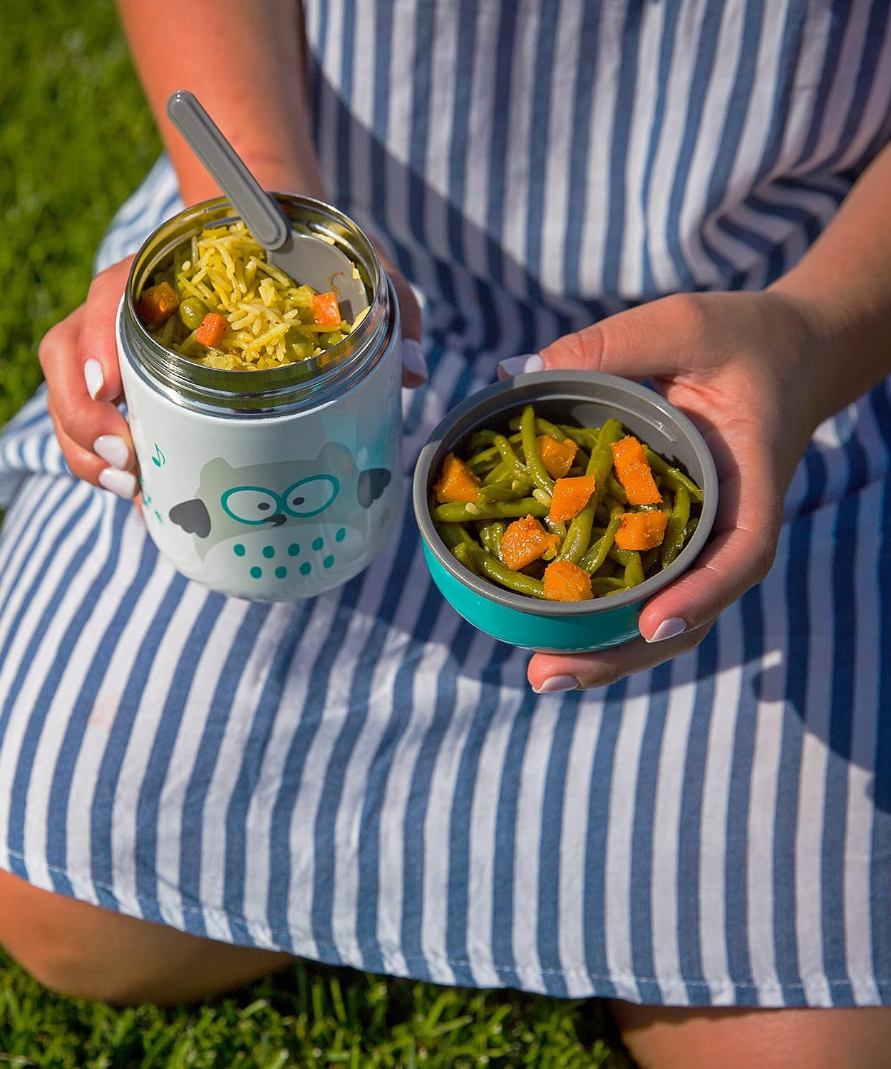 BBLÜV Foöd Insulated Food Container with Foldable Spoon and Bowl for 6+ Months - 300ml | Aqua, Airtight & Leak-Proof, Keeps Food Hot/Cold for 8 Hours