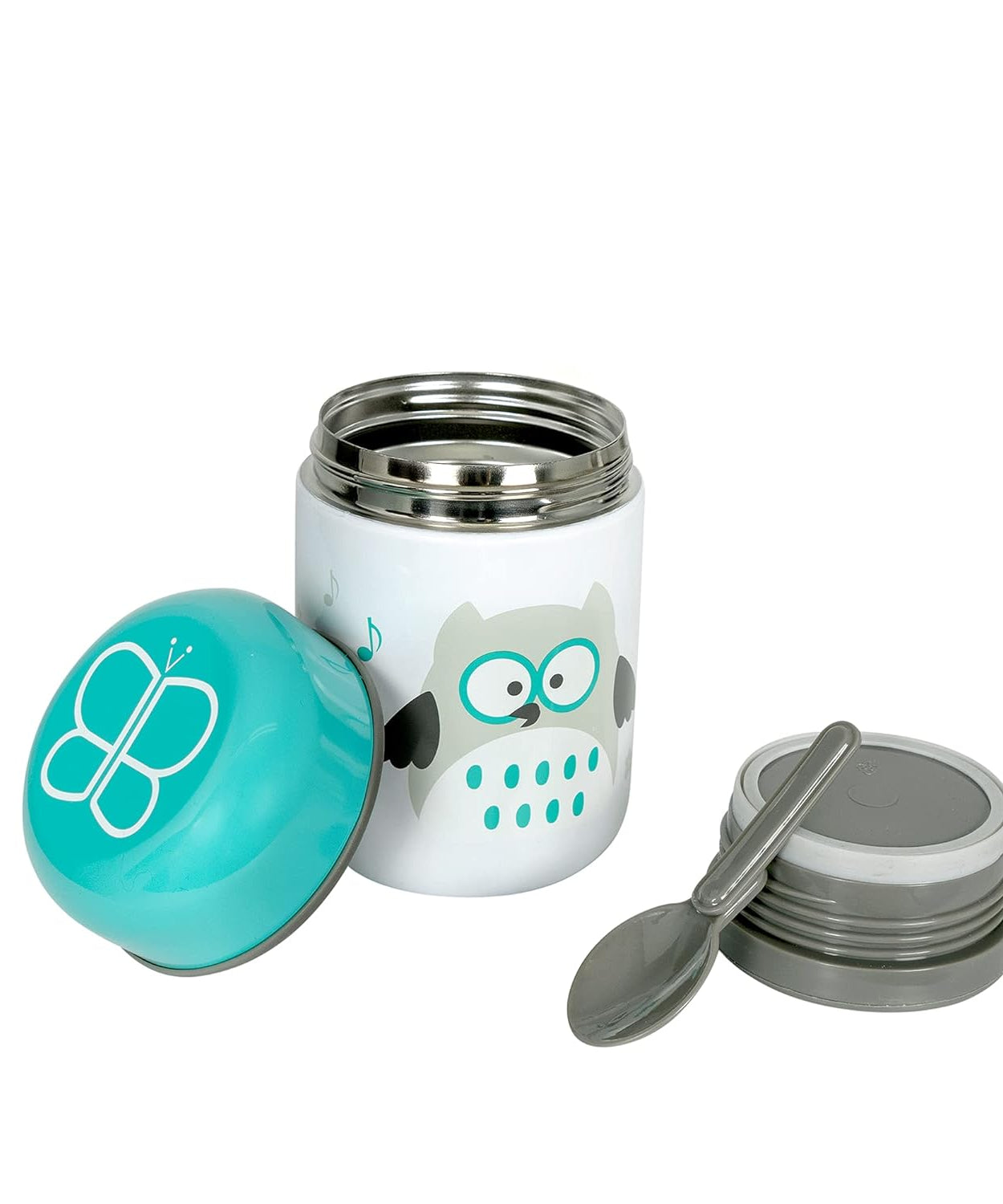 BBLÜV Foöd Insulated Food Container with Foldable Spoon and Bowl for 6+ Months - 300ml | Aqua, Airtight & Leak-Proof, Keeps Food Hot/Cold for 8 Hours