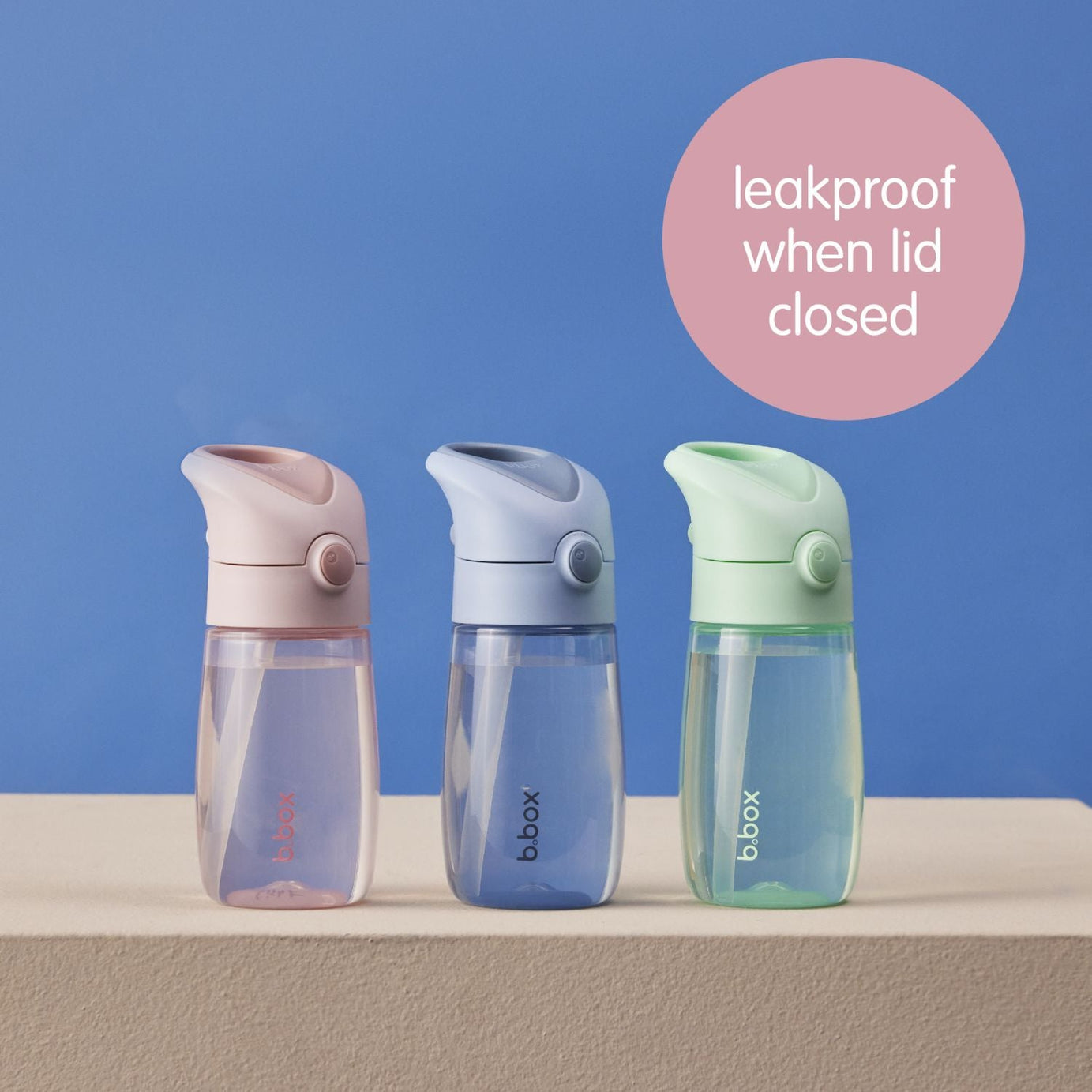b.box Drink Bottle Jnr Leakproof 380ml – Blush Crush, Chill Out & Spearmint | BPA-Free Kids Bottle for Ages 12m+ | Easy-Clean, Leakproof & Interchangeable Design
