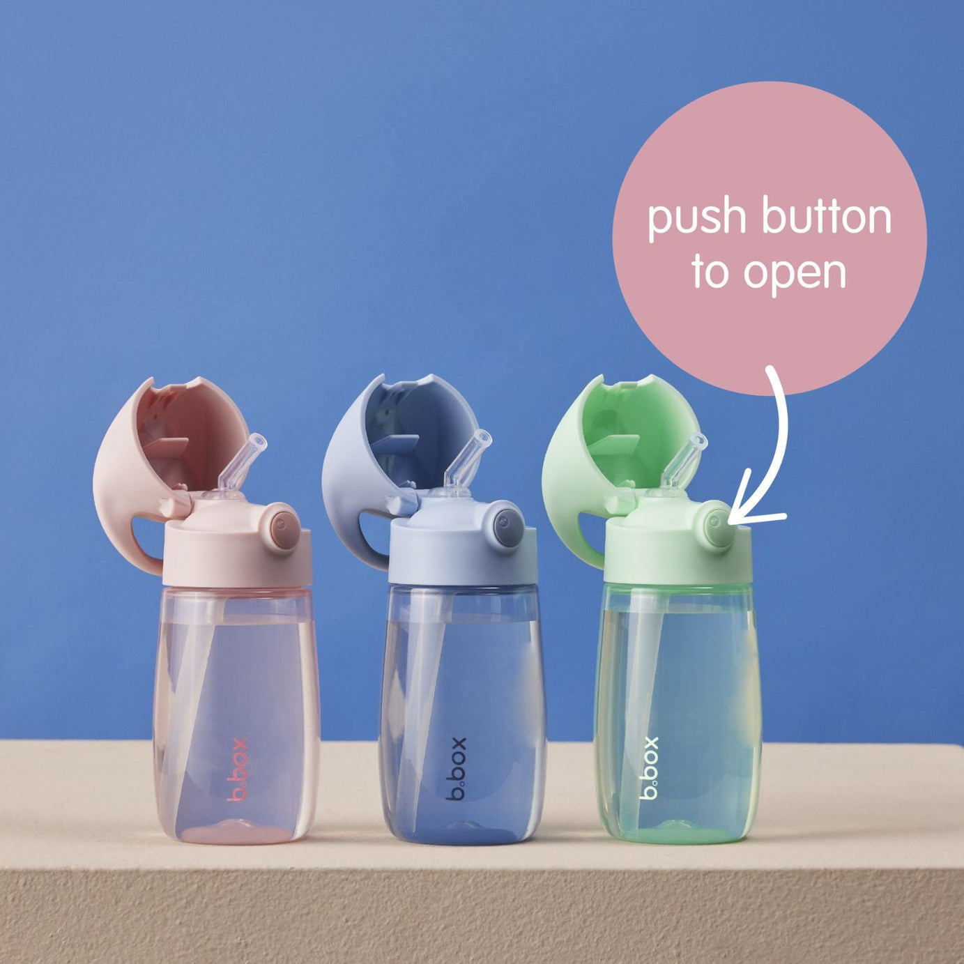 b.box Drink Bottle Jnr Leakproof 380ml – Blush Crush, Chill Out & Spearmint | BPA-Free Kids Bottle for Ages 12m+ | Easy-Clean, Leakproof & Interchangeable Design