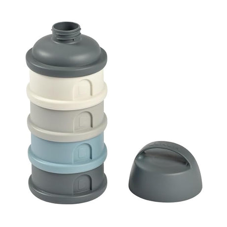 BEABA Stacked Formula Container with 4 Compartments for 0+ Month | Blue & Mineral Grey - Portable & BPA Free