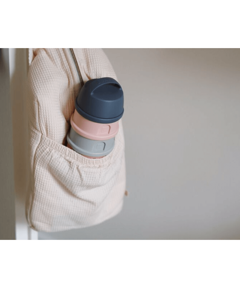BEABA Stacked Formula Container with 4 Compartments for 0+ Month | Pink Mineral Grey - Portable & BPA Free