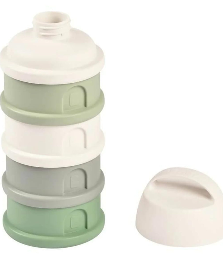 BEABA Stacked Formula Container with 4 Compartments for 0+ Month | Sage Green - Portable & BPA Free