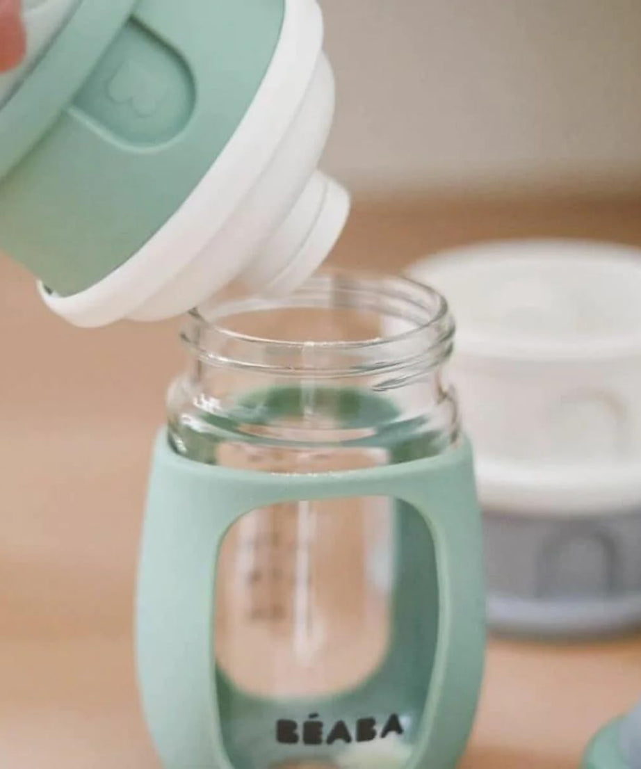 BEABA Stacked Formula Container with 4 Compartments for 0+ Month | Sage Green - Portable & BPA Free