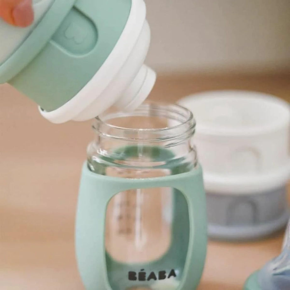BEABA Stacked Formula Container with 4 Compartments for 0+ Month | Sage Green - Portable & BPA Free