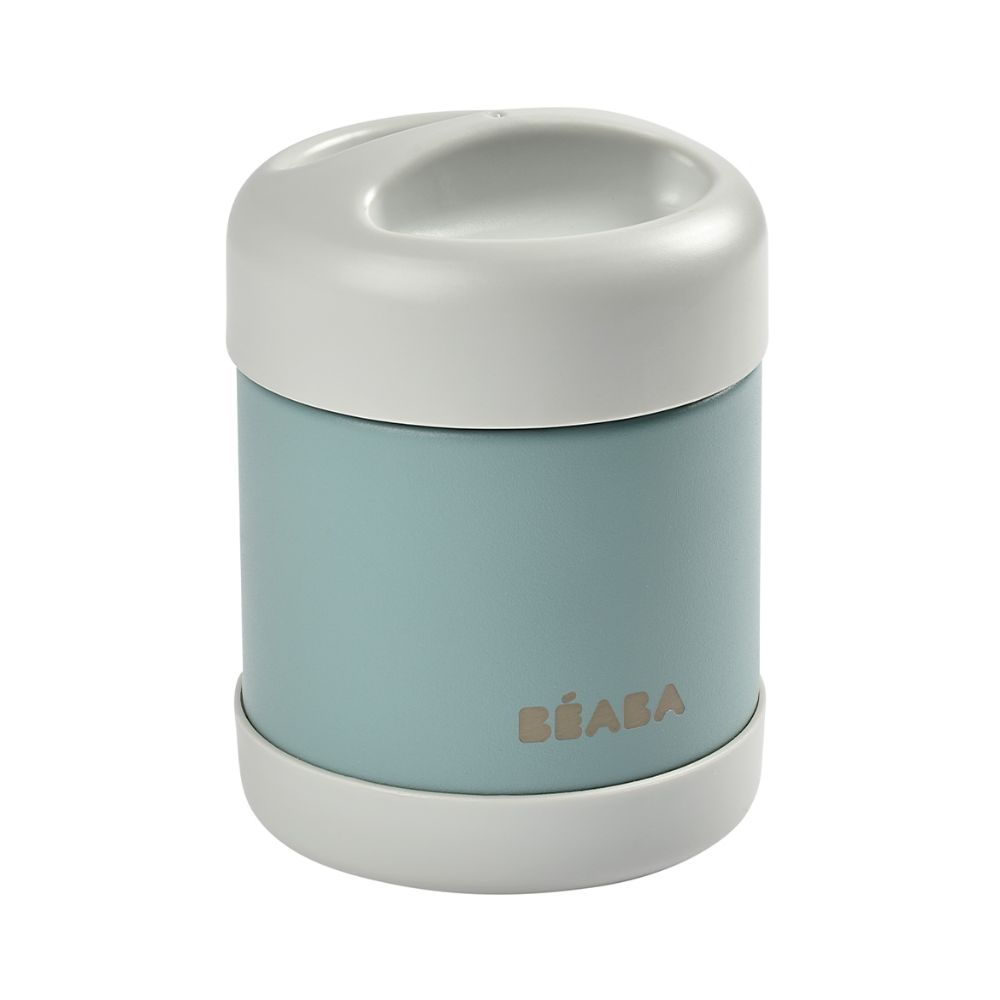 BEABA Thermo-Portion Stainless Steel Vacuum Insulated Food Jar - 300ml | Light Mist & Eucalyptus Green | Keeps Food Hot or Cold