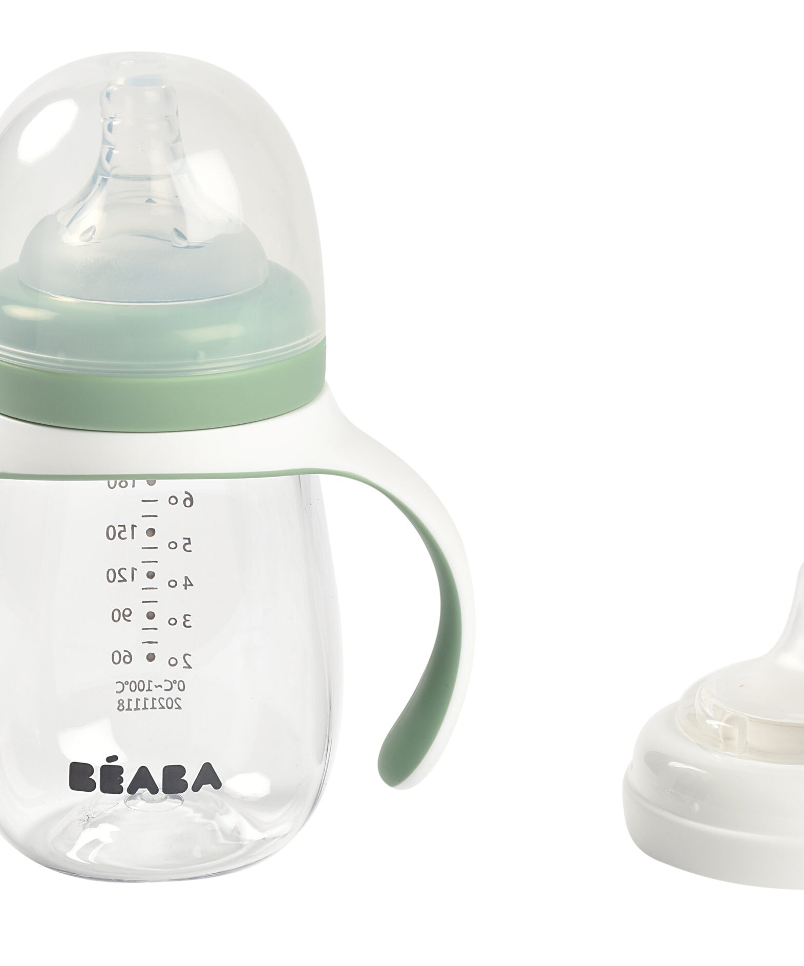 Beaba 2-in-1 Learning Bottle 210ml - Transition Bottle with Soft Spout and Handles for Babies | Leak-Proof and BPA-Free Training Bottle