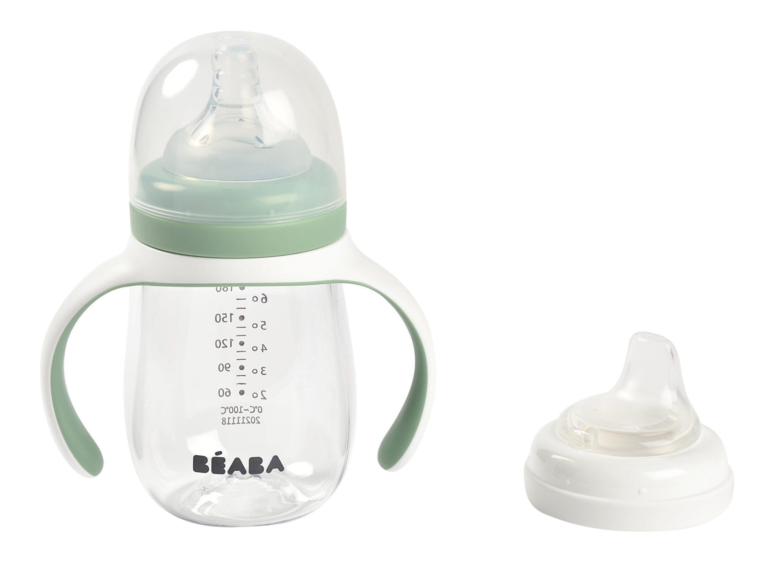 Beaba 2-in-1 Learning Bottle 210ml - Transition Bottle with Soft Spout and Handles for Babies | Leak-Proof and BPA-Free Training Bottle
