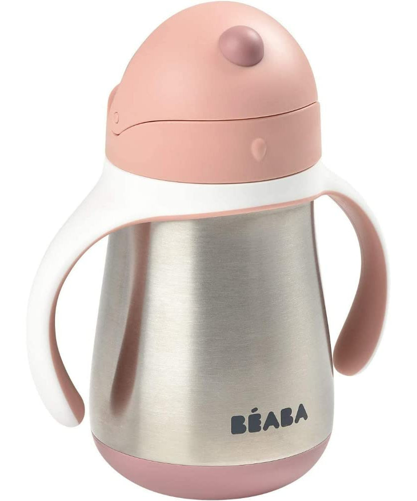 Beaba Stainless Steel Straw Cup with Bottle Brush | 250ml | Premium 316 Inox Stainless Steel | Leak-Proof & Easy to Use