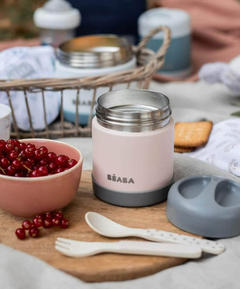 Beaba Thermo-Portion Stainless Steel Vacuum Insulated Food Jar - 500 ml | 4m+ | Keeps Food Warm & Cold