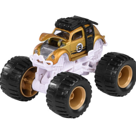 Majorette Monster Rockerz Series 9 – Ford Bronco Wildtrak, Toyota FJ Cruiser & Volkswagen Beetle Monster Trucks | Die-Cast Metal Body | 1:64 Scale Off-Road Vehicles with Suspension & Steering Function | Officially Licensed | Randomly Given Any 1 only