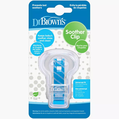 Dr. Brown's Universal Soother Clip - Secure, Hygienic Pacifier Holder to Keep Baby's Pacifier Close and Clean at All Times | Color will be Supplied As Per Availability