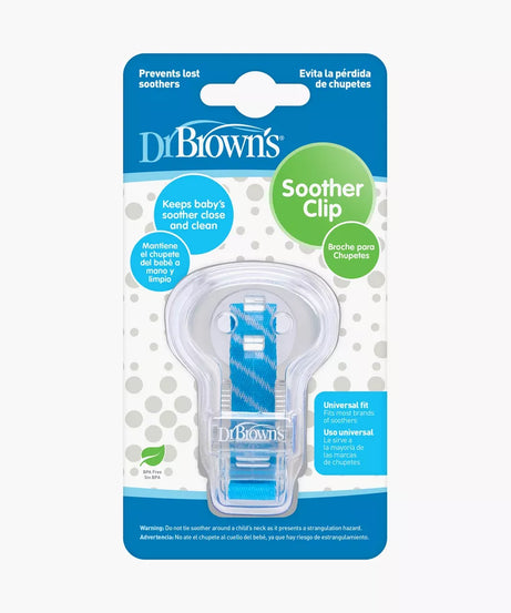 Dr. Brown's Universal Soother Clip - Secure, Hygienic Pacifier Holder to Keep Baby's Pacifier Close and Clean at All Times | Color will be Supplied As Per Availability