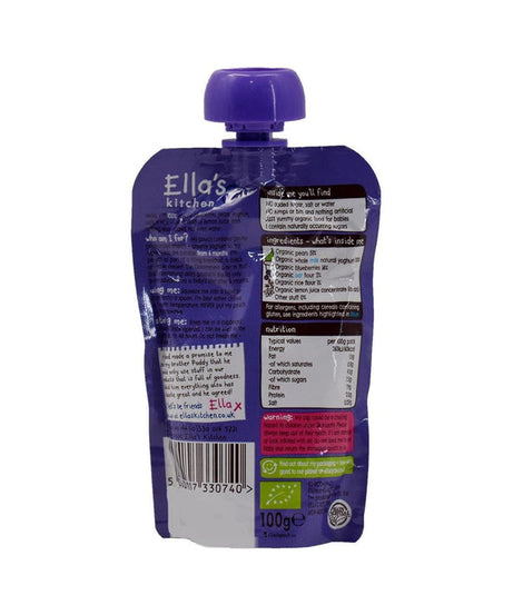 Ella’s Kitchen Organic Blueberry & Pear Baby Brekkie – Smooth & Creamy Organic Breakfast Puree for Babies 6+ Months – Made with Pears, Blueberries, Whole Milk Yogurt, Oats & Rice Flour – 100g – No Added Sugar, Salt, or Water