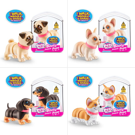 Zuru Pets Alive Booty Shakin' Pups - Interactive Mini Dog Toys That Walk, Waggle, and Booty Shake - Electronic Puppy Toy for Kids - you will get randomly 1 puppy only