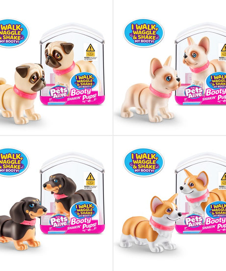 Zuru Pets Alive Booty Shakin' Pups - Interactive Mini Dog Toys That Walk, Waggle, and Booty Shake - Electronic Puppy Toy for Kids - you will get randomly 1 puppy only