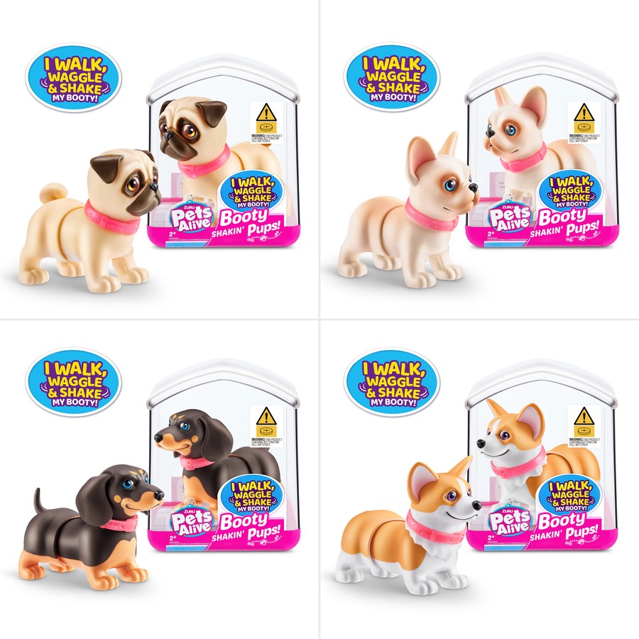 Zuru Pets Alive Booty Shakin' Pups - Interactive Mini Dog Toys That Walk, Waggle, and Booty Shake - Electronic Puppy Toy for Kids - you will get randomly 1 puppy only