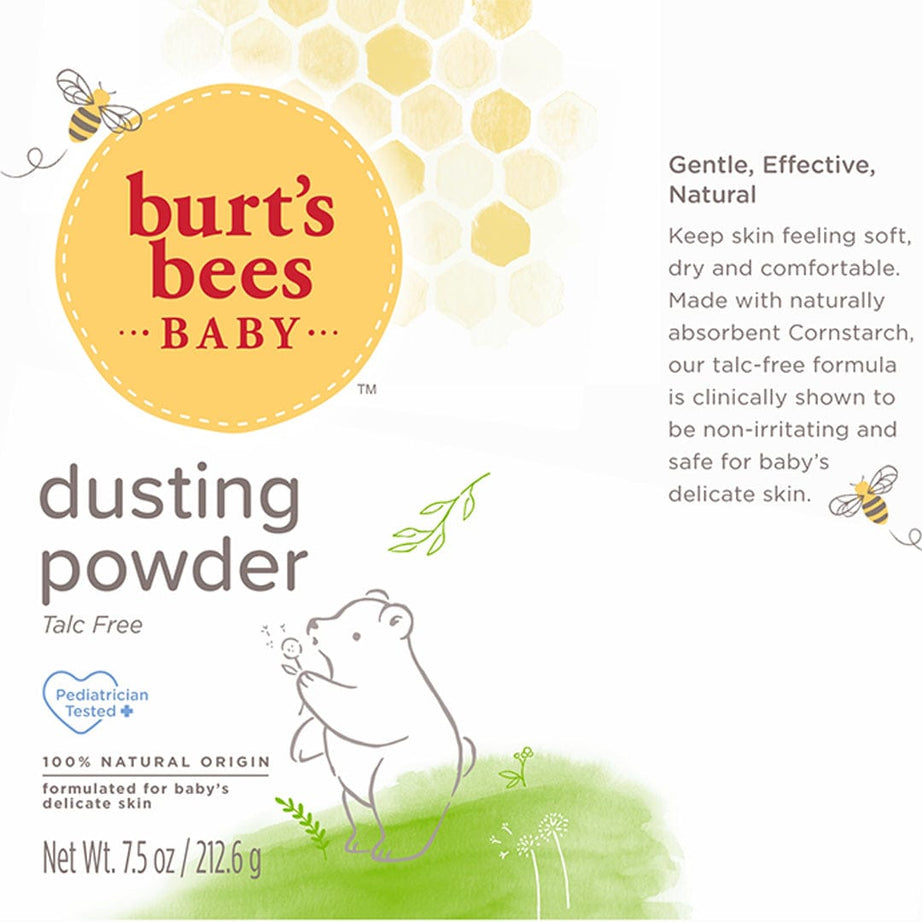 Burt’s Bees Baby Dusting Powder – 100% Natural Talc-Free Baby Powder for Soft & Dry Skin – Gentle, Pediatrician-Tested Formula – Paraben-Free & Phthalate-Free – 212.6g