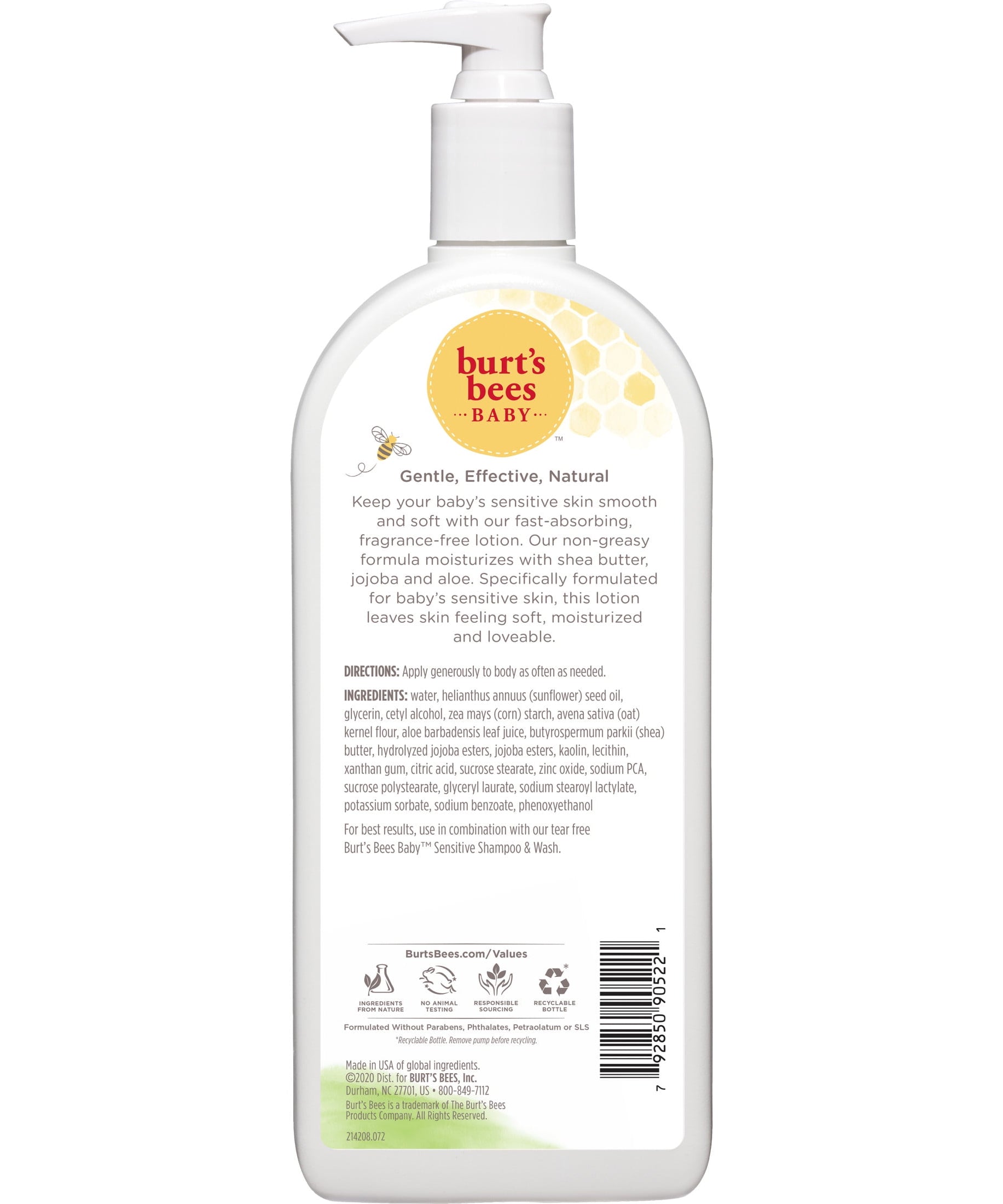 Burt's Bees Baby Ultra Gentle Lotion with Aloe – 99% Natural Moisturizer for Baby’s Sensitive Skin – Quick-Absorbing with Shea Butter & Jojoba – Pediatrician-Tested, Hypoallergenic Baby Lotion | Made in USA – 340.1g