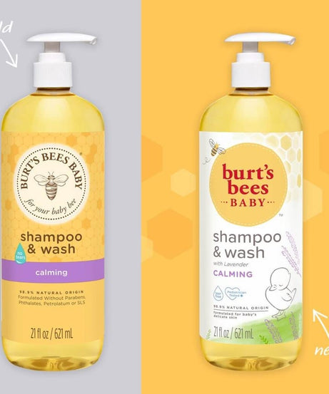 Burt’s Bees Baby Shampoo & Wash with Lavender Scent - Calming & Tear-Free | 621ml | Gentle, Plant-Based, Hypoallergenic Baby Wash for Relaxing Bedtime - MINIMEE KIDS