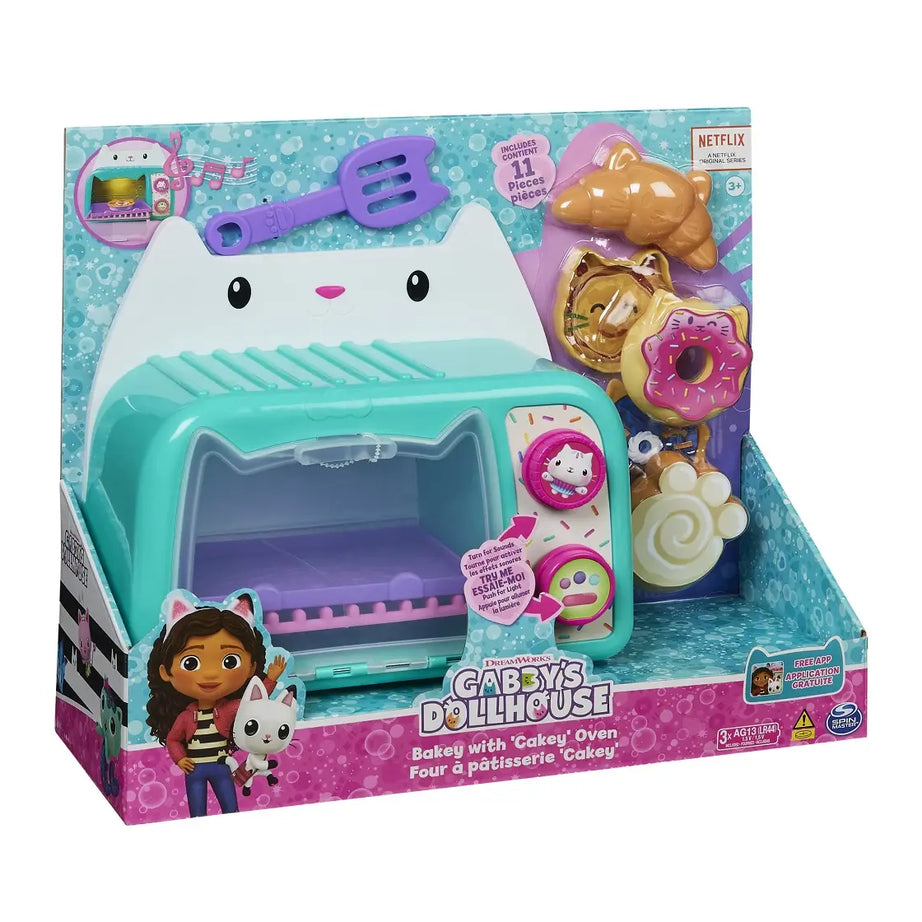 Gabby’s Dollhouse Cakey Oven Toy Set | Interactive Pretend Baking Playset with Lights & Sounds – 11-Piece Kit for Ages 3+ | DreamWorks Netflix Series Inspired | Includes Cakey Figure, Treats & Accessories