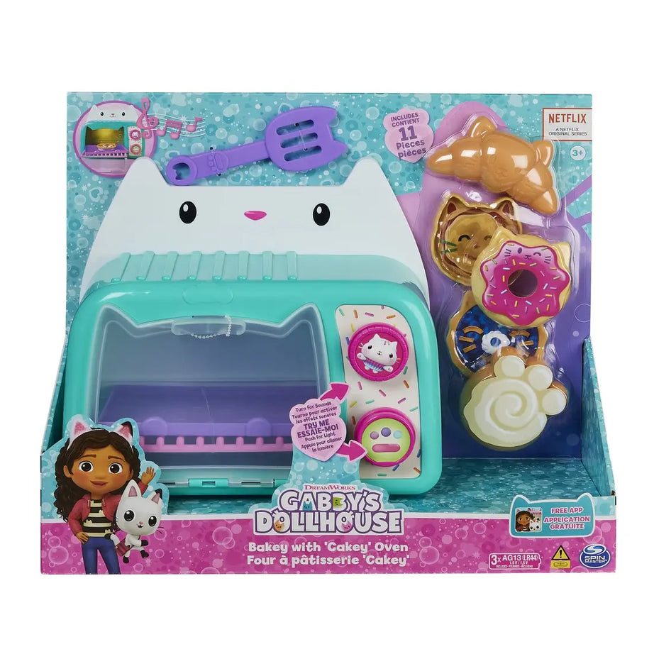 Gabby’s Dollhouse Cakey Oven Toy Set | Interactive Pretend Baking Playset with Lights & Sounds – 11-Piece Kit for Ages 3+ | DreamWorks Netflix Series Inspired | Includes Cakey Figure, Treats & Accessories