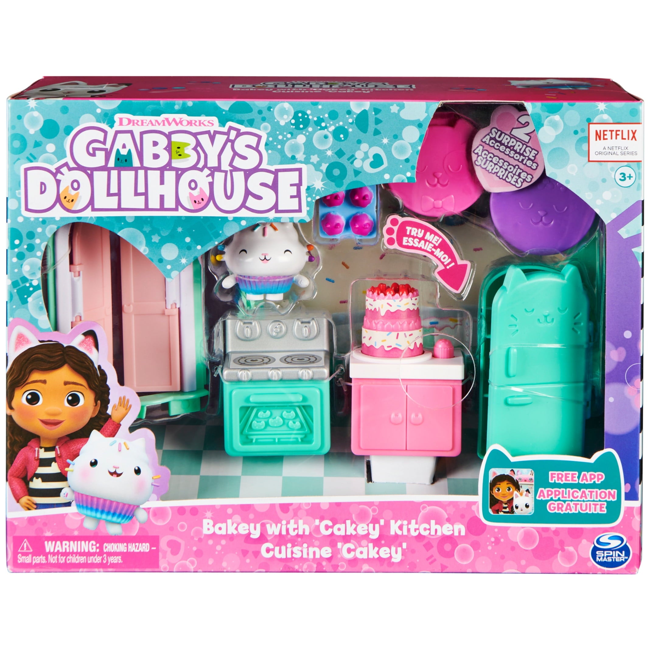 Gabby’s Dollhouse Cakey Cat Kitchen Set – 3-Foot Tall Play Kitchen with 20+ Accessories, Play Food, Sounds & Music for Kids Ages 3+