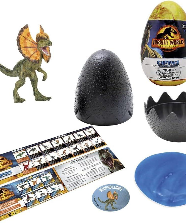 Captivz Jurassic World Dominion Edition - 4 Pack Dinosaurs in Slime, Metallic Dinosaur Inside, for Ages 3+